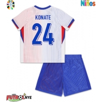 Camiseta Francia Ibrahima Konate #24 Visitante Equipación para niños Eurocopa 2024 manga corta (+ pantalones cortos)